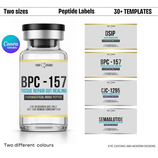 30 Peptide Labels Templates, Peptide Therapy Labels, Printable Peptide Labels Bundle, Peptide Marketing Label Canva Templates, Vial Labels - Etsy