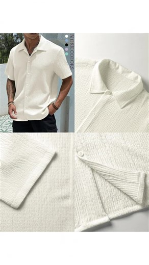 Men's Casual Button Down Textured Button Front Shirt, Regular Fit Short Sleeve Collared Top, Summer Leisure Top, National Day Clothing #mensflannels #athleisuremen #menslifestylefinds #mensdressshirt #affordablemensfashion #dresshirt #dressshirtsformen #menswearhouse #mensshacket #holidayblouses