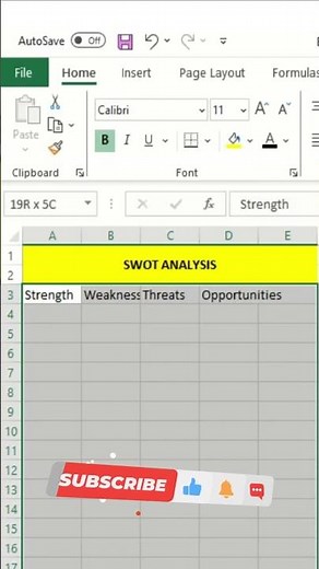 Simple SWOT Analysis Template in Excel