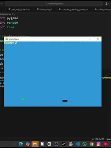 Intermediate level Project snake 🐍 Game in Python #coding #python