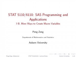 SAS - 7B - More Ways to Create Macro Variables