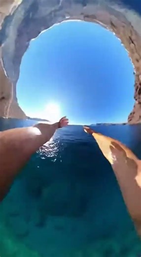 POV Cliff Diving Santorini Arch Plunge #CliffDiving #Santorini #ExtremeSports