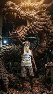 Colossal Dragon Sculpture - Amazing Dry Coconut Shell Carving #Shorts