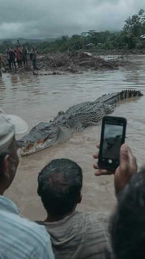 Massive 25-Foot Saltwater Crocodile Spotted in Sumatra, Indonesia