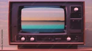 VHS tape effect with analog TV noise Render a retro video loop featuring damaged VHS tape visuals, complete with static noise, tracking lines, and a flickering 'PLAY text overlay