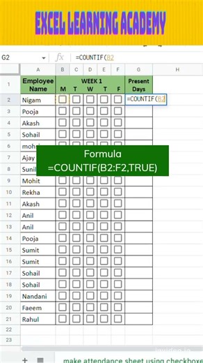 Make Attendance Sheet Using Checkboxes in