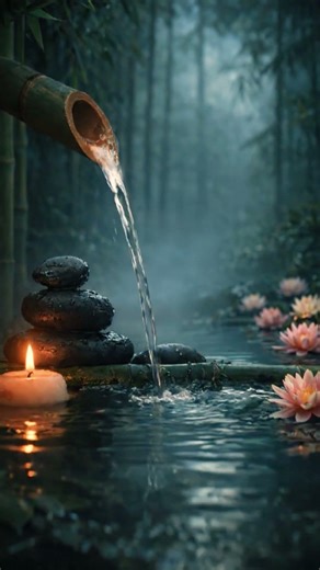 Zen Water Sounds 🌙 Bamboo Fountain Ambience #relaxing #meditation #peace