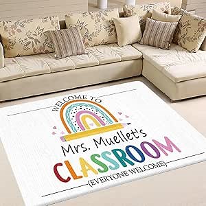 Classroom Rug, ABC Mat, 2x3 Non Slip Play Mat, Welcome Everyone Here Carpet, Back to School Area Rug for Classroom Playroom Bedroom Decor, Gifts for Teachers Students Pre-K