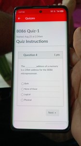 The _ address of a memory is a 20bit address for the 8086 micro... | Filo