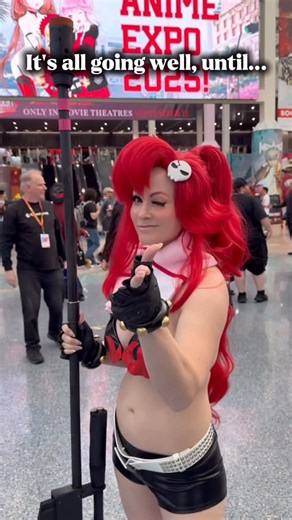 Courtney on Instagram: "I’m a girrrrrrrrlllll! Yoko Littner is not having it. Most of y’all are kind, respectful, and encouraging. But there’s always a few strays that don’t know how to act right. (wig by @jmillsmakeupandhair and cosplay & prop by me) #gurrenlagann #yokolittnercosplay #cosplaygirl #animegirl #cosmaker"