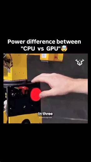 knowvese🧠🧠 on Instagram: "CPU vs GPU power difference, huh? 🤖 So the image is showing a hand about to press a red button on some kinda machine, and it's talking about the power diff between CPUs (Central Processing Units) and GPUs (Graphics Processing Units). CPUs are like the brains of a computer, handling general tasks and serial processing. GPUs, on the other hand, are superstars at parallel processing, making them 🔥 for tasks like graphics rendering, machine learning, and more. GPUs can