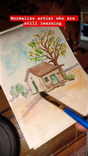 Cottage paintingin watercolor |Ink and Wash| #watercolor