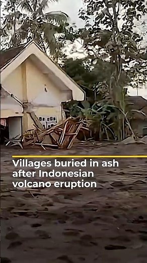 Ash covers villages in Indonesia after eruption of Semeru volcano | AJ #shorts