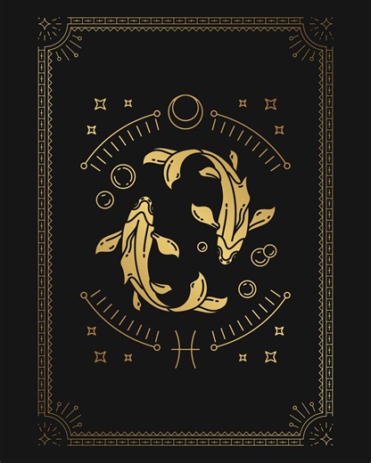 Pisces Zodiac Wall Art, Minimalist Astrology Fish Sign Poster (digital Download) - Etsy