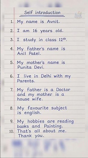 Self introduction for Students | #selfintroduction#studentlife #study