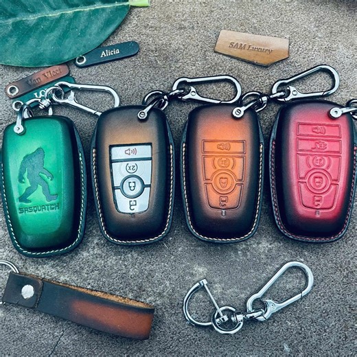 Custom Cover Fit for Ford Bronco Sasquatch Yeti Bigfoot Horse Key Fob Cover Case Leather Keyless Holder Keychain Protect Pocket Paint Color - Etsy