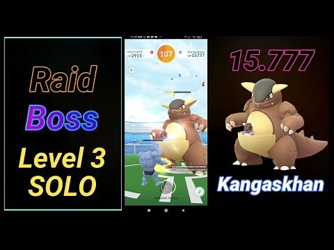 SOLOING KANGASKHAN RAID BOSS LEVEL 3 (POKEMON GO TOUR : KANTO)