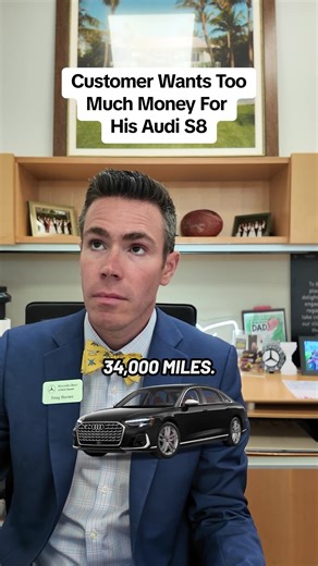 Doug Horner on Instagram: "Audi S8s are incredible cars — but brutal on depreciation. This one? 2023 model, 34K miles, bought last year for $111K. Now worth around $62K. #dealershiplife #carvalues #audis8"