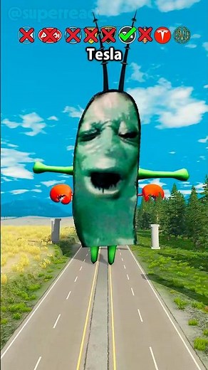 Cars vs Spongebob Squarepants Characters ❌😂 BeamNG.Drive #shorts #beamngdrive