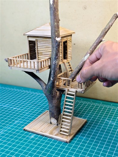 Building My Dream Bamboo Tree House in Miniature