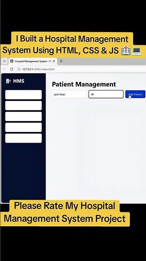 I Built a Hospital Management System Using HTML, CSS & JavaScript 🏥💻 #htmlcss #html #cssframework