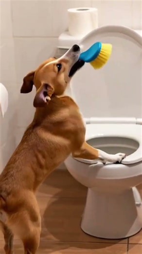 dog is cleaning toilets 🤣 #cartoon #dogshorts #youtubeshorts
