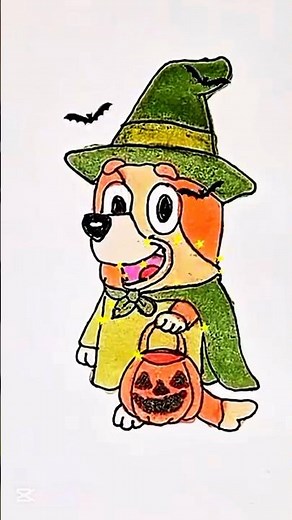 Halloween 🎃 Bingo from Bluey drawing for kids #shorts #kidsart #bluey #cartoon #ytshorts #kidsvideo