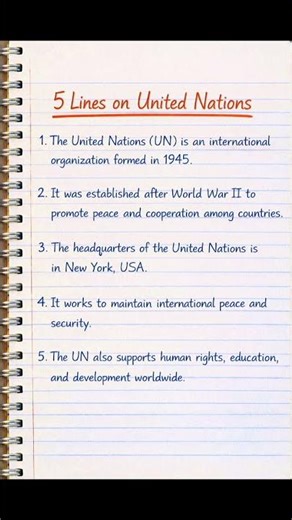 United Nations in 5 Lines | Global Peace Organization