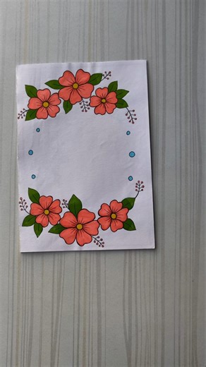 Beautiful Orange Floral Frame Border design/6 easy border design/Project/Priyanka Gunwal #shorts