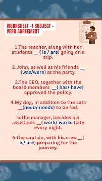 Worksheet -1 । Subject - verb agreement।#englishgrammaradvancedlevel