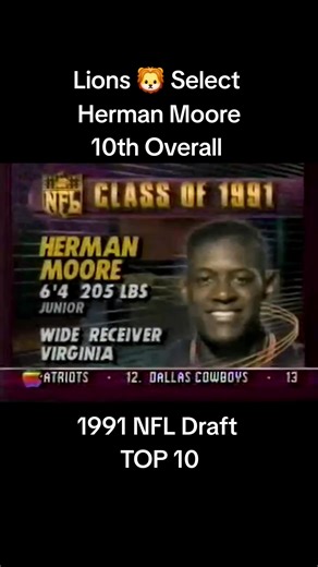 Detroit Lions 🦁 Select Herman Moore 10th Overall. 1991 NFL Draft. #NFL #Lions #UVA #fyp #foryoupage