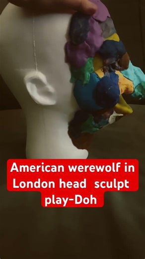 American werewolf in London head ￼ sculpt made out of Play-Doh ￼
