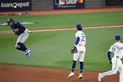 Josh Naylor called for interference on bizarre double play using his head