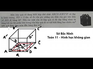 Sở Bắc Ninh: Một hộp quà có dạng khối hộp chữ nhật ABCD.A'B'C'D' có đáy là hình vuông, BD=2dm, số đo
