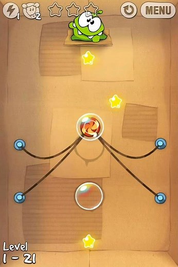 Cut the Rope Cardboard Box Level 21 Walkthrough