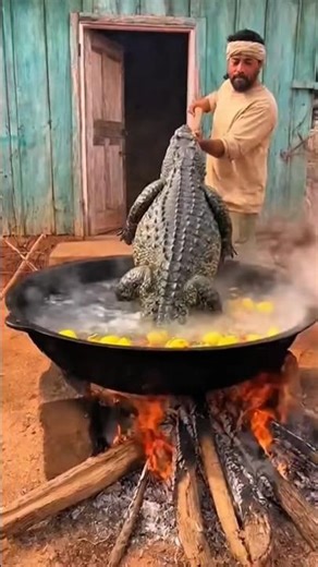 Cook Crocodile with me #crocodile #cooking #shorts