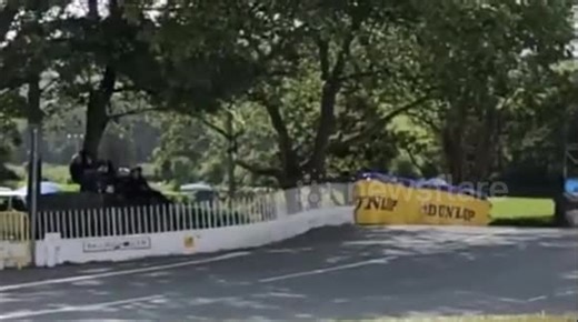 Ballaugh Bridge Isle of Man TT Massive crash with huge flips into the crowd