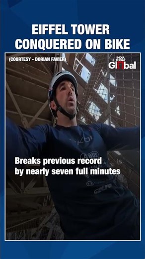 Watch Cyclist Climb Eiffel Tower Without Touching Feet In Record-Breaking Ascent