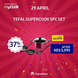 Cooking just got easier and more efficient with the TEFAL SUPERCOOK 5PC SET! And the best part? It's now available at a whopping 37% discount across all Carrefour Kenya stores. Don't miss out on this amazing deal! #CarrefourKenya #GreatMoments #MoreForYou Majid Al Futtaim | Carrefour Kenya