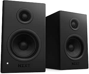 NZXT Relay PC Gaming Desktop Speakers - AP-SPKB2-US - Bookshelf-Style Design - 80 Watts - High Dynamic Range - Silk Dome Tweeters - Glass Fiber Woofers - Black