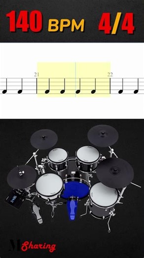 Quarter Note On The Kick Drum Exercise - 6 (140 BPM - 4/4 )