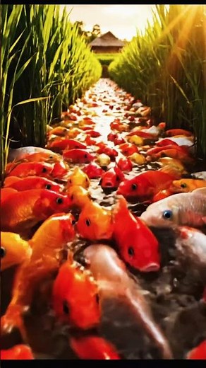 Thousands of Colorful Fish Swimming Through Rice Fields – Amazing Farming Technique!