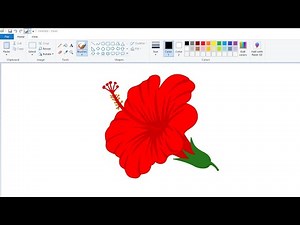 How to draw Flower in computer using Ms Paint | Hibiscus Flower Drawing. #mspaint #flowerdrawing