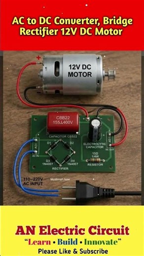 AC to DC Converter, Bridge Rectifier 12V DC Motor | #trending #electrical