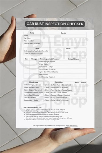Car Rust Inspection Checklist: Editable A4 Printable (canva   PDF) - Etsy