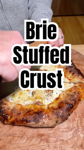 Brie cheese stuffed crust pizza so good#pizza