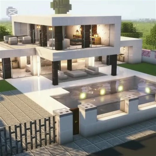 Minecraft mansion with swimming pool |