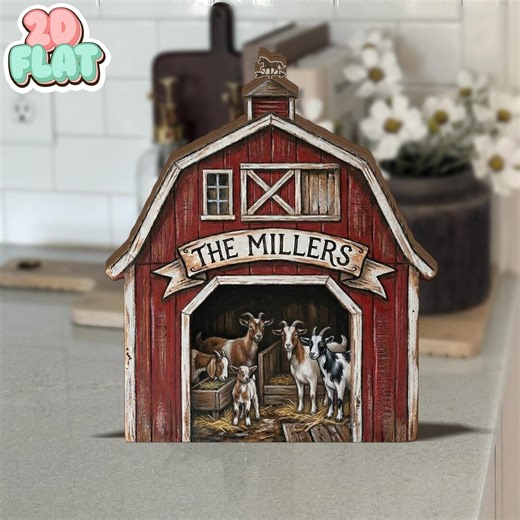 Personalized Farm Barn Wooden Block Sign, Goat Barn Farm Decor, Rustic Farmhouse Animal Sign, Custom Family Farm Barn Display - Etsy