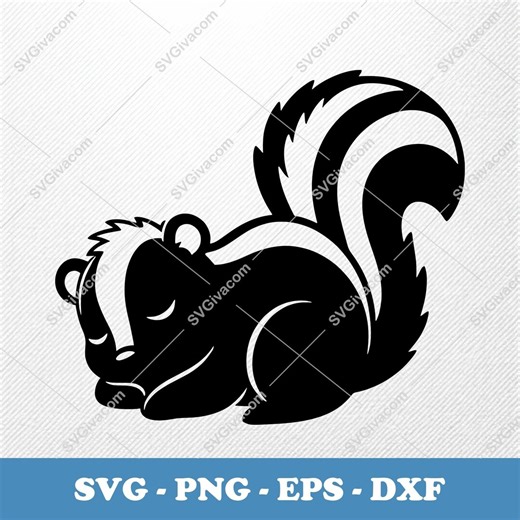 Skunk Sleeping SVG | Puffy Baby Skunk Vector | EPS PNG Dxf Clipart | Cricut Silhouette Cut File - Etsy