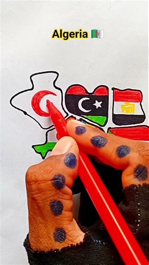 draw Flag Map of Algeria 🇩🇿 #algeria #flag #map #drawing